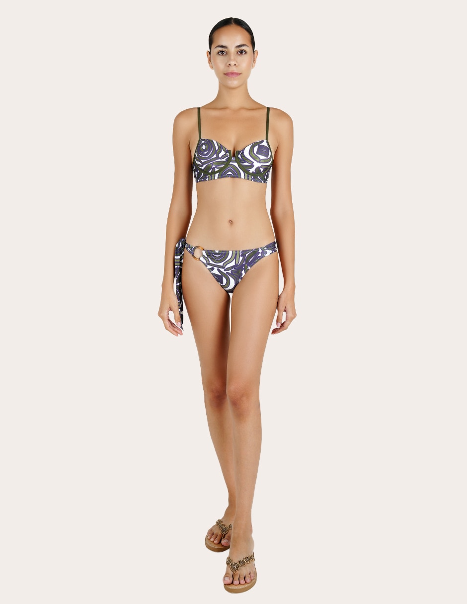 Bikini zingara estampado macroprint a la cadera para mujer