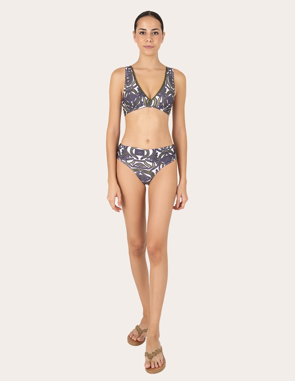 Bikini zingara estampado macroprint a la cadera para mujer