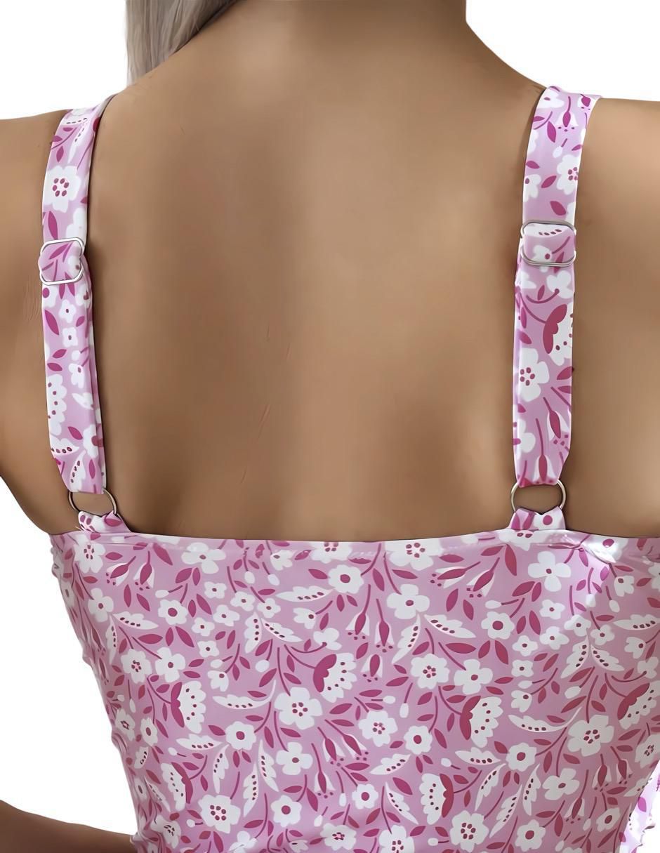 Traje de baño completo estampado floral para mujer 4