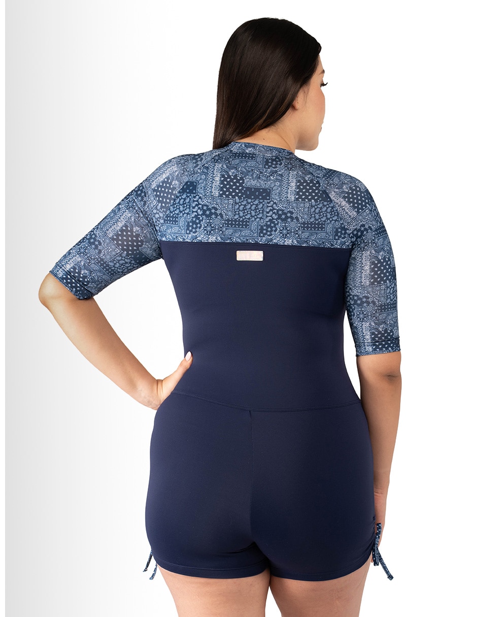 Traje de baño completo sunskin estampado paisley para mujer