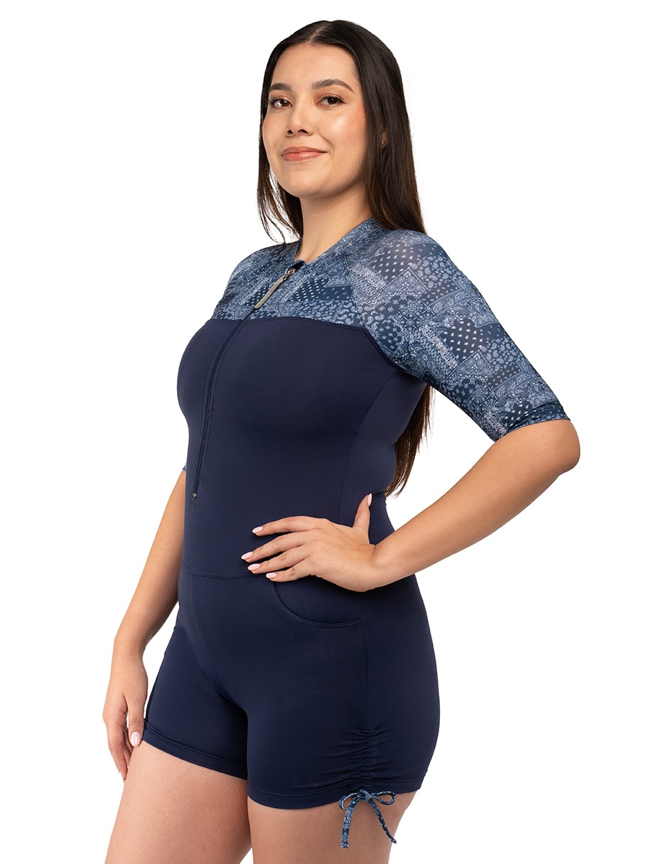Traje de baño completo sunskin estampado paisley para mujer