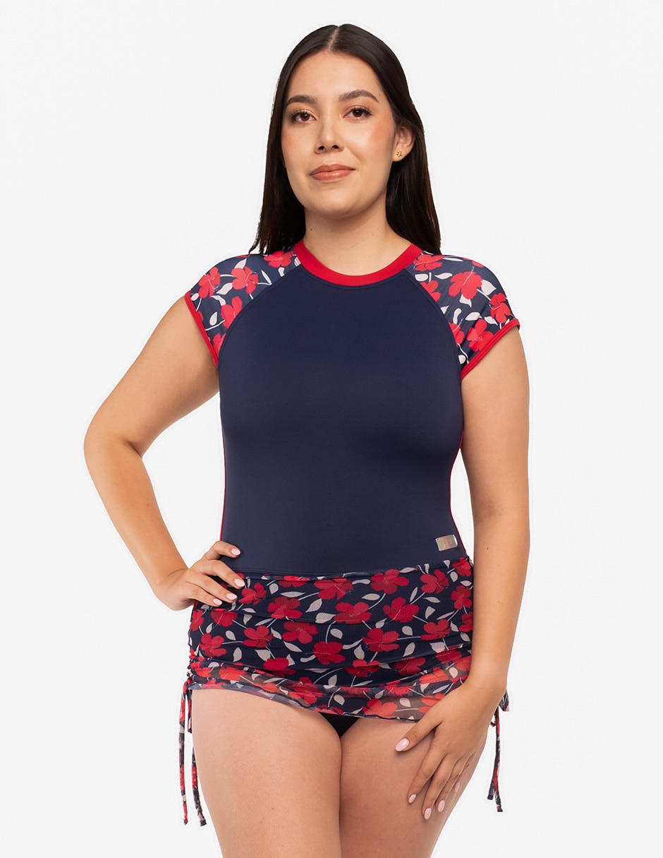 Traje de baño completo sunskin estampado floral para mujer
