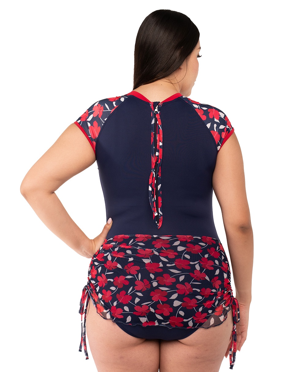Traje de baño completo sunskin estampado floral para mujer