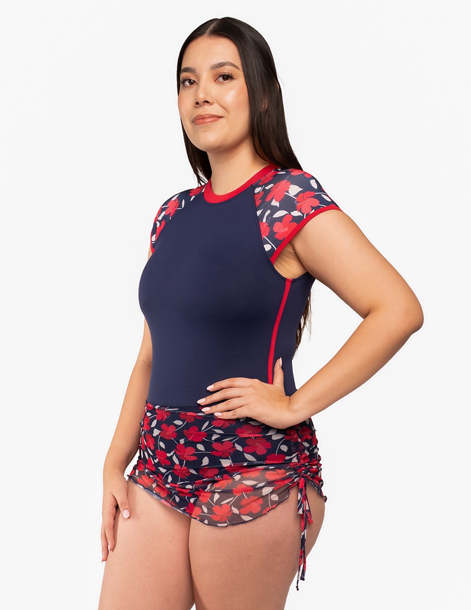 Traje de baño completo sunskin estampado floral para mujer