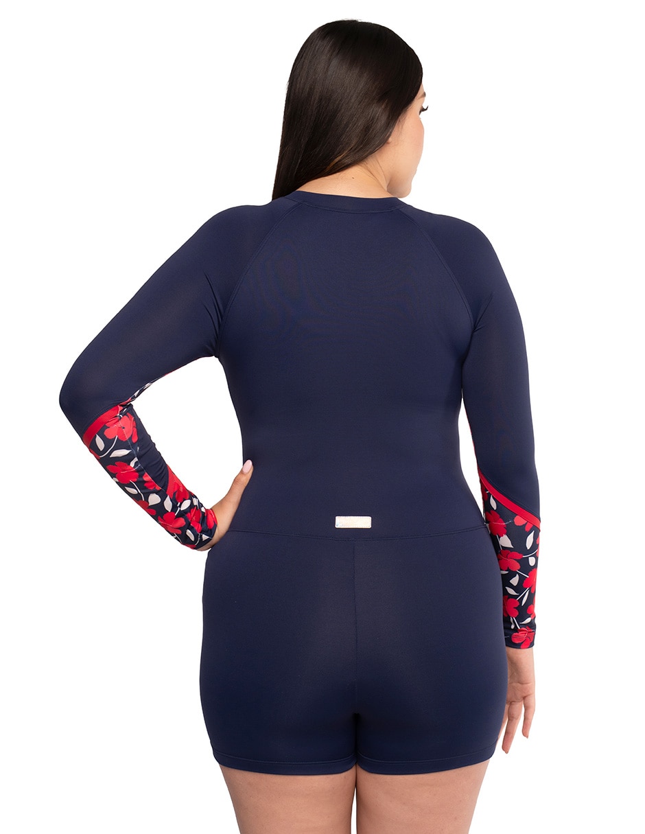 Traje de baño completo sunskin estampado floral para mujer