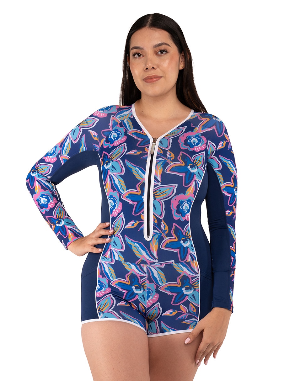 Traje de baño completo estampado floral para mujer 5