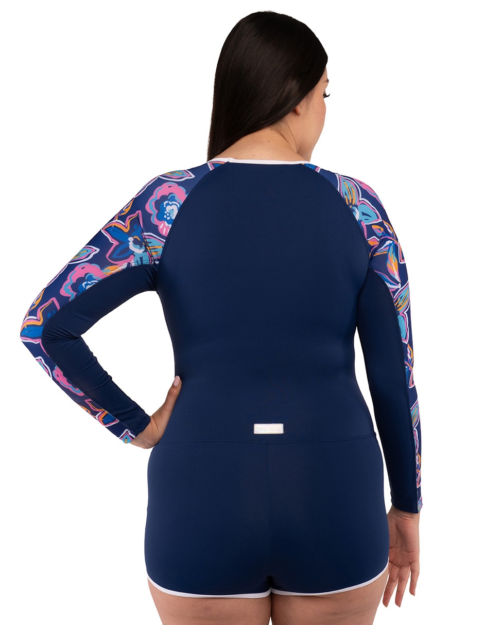 Traje de baño completo estampado floral para mujer 6