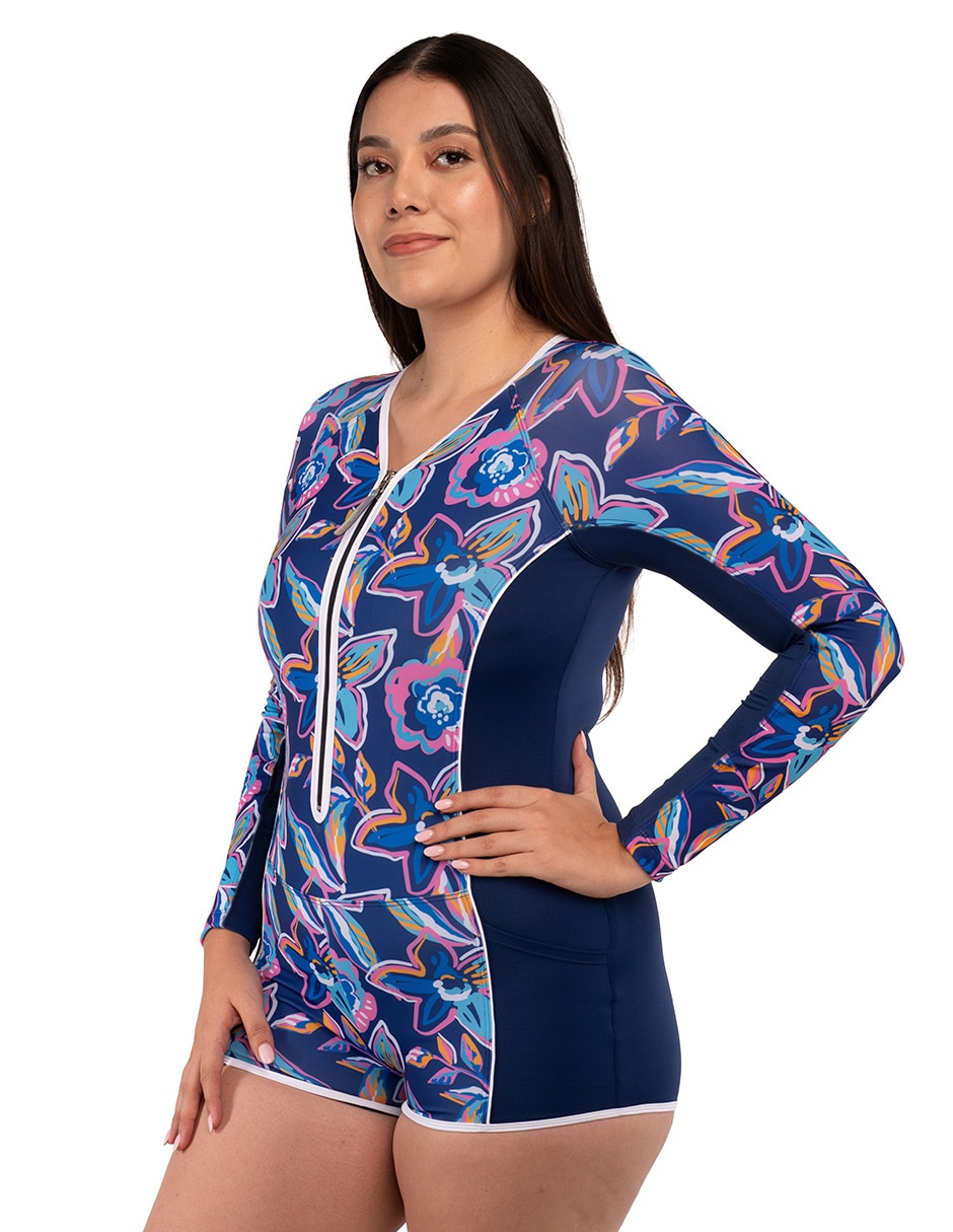 Traje de baño completo estampado floral para mujer 7