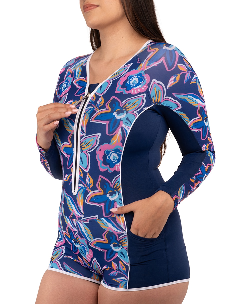 Traje de baño completo estampado floral para mujer 8