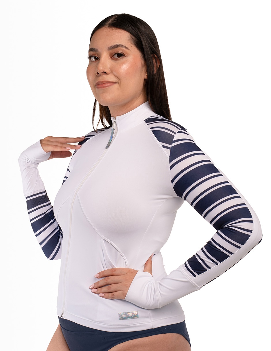 Wetshirt estampado a rayas para mujer 7