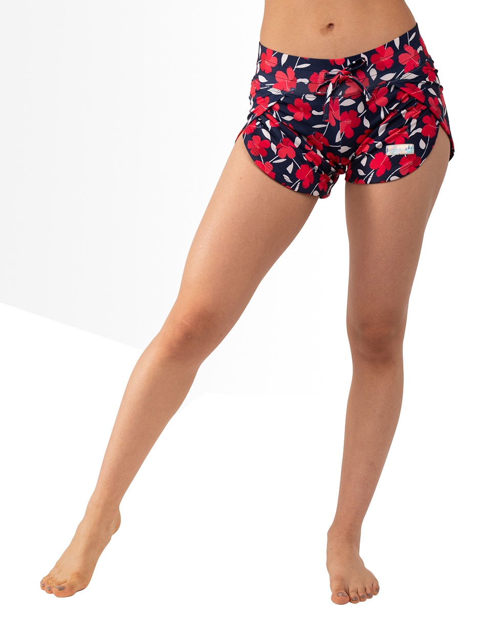 Shorty bikini estampado floral a la pretina ancha para mujer