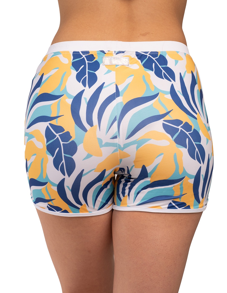 Shorty sunskin estampado floral a la cintura para mujer