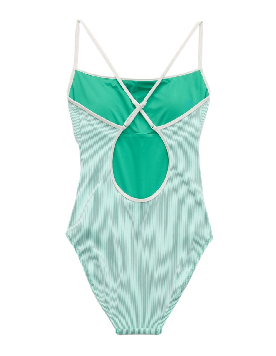 Traje de baño aerie estampado a rayas para mujer