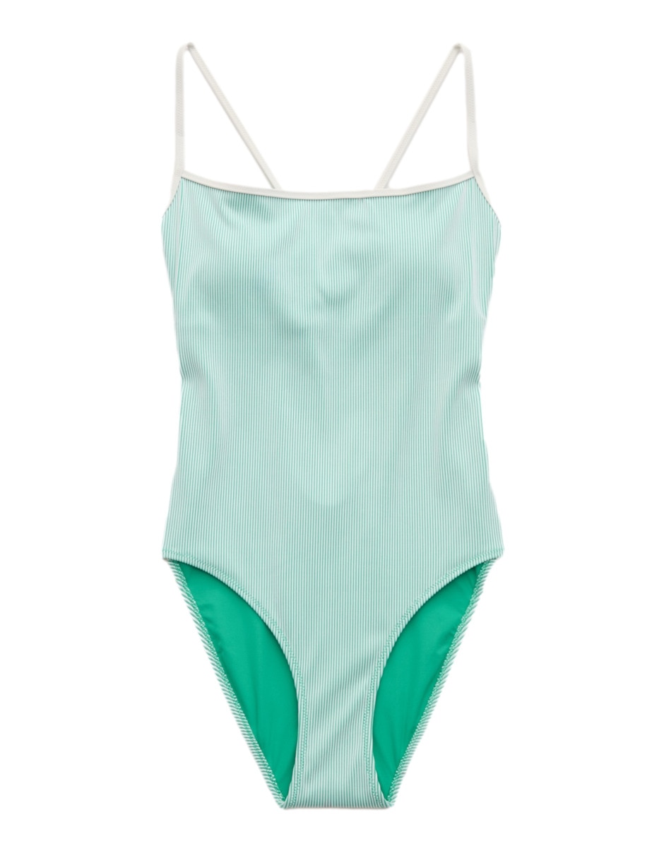 Traje de baño aerie estampado a rayas para mujer