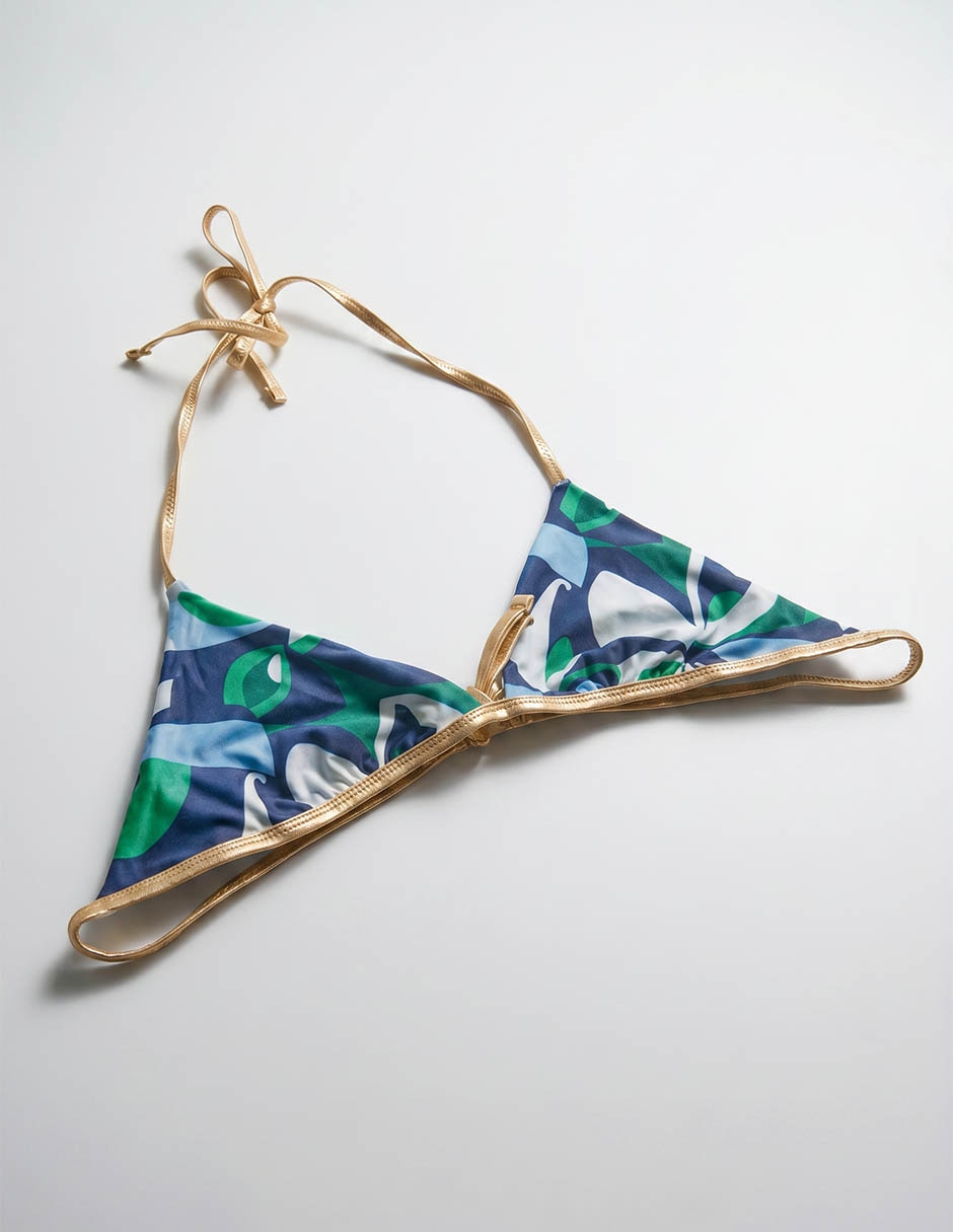 Top bikini aerie estampado bloques de color para mujer