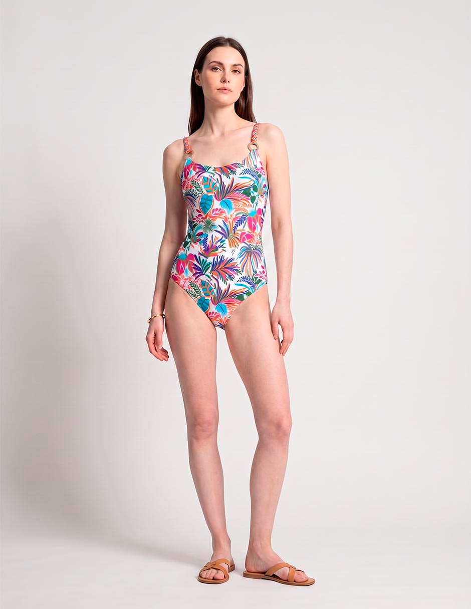 Traje de baño completo estampado floral para mujer 3