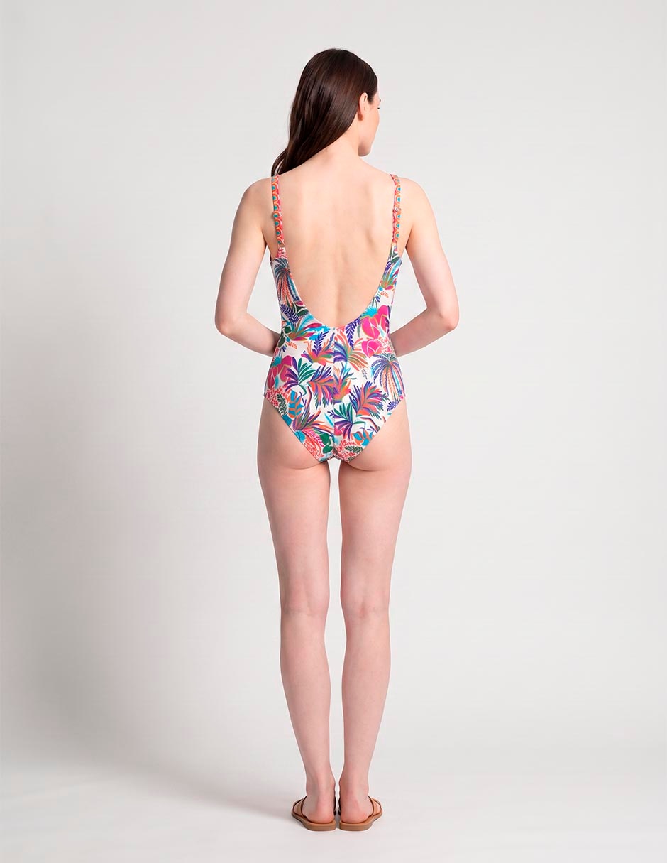 Traje de baño completo estampado floral para mujer
