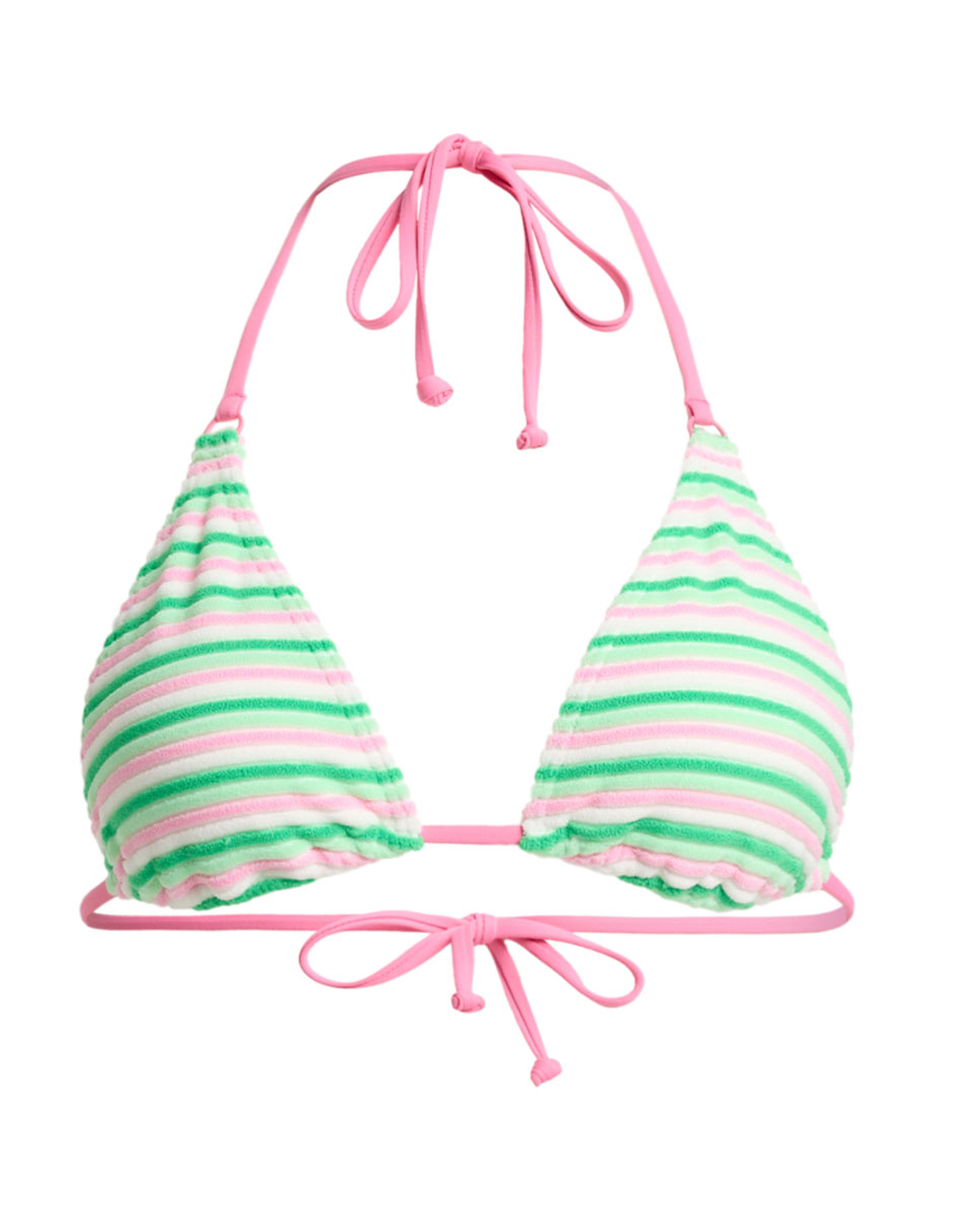 Top bikini estampado a rayas con para mujer 3