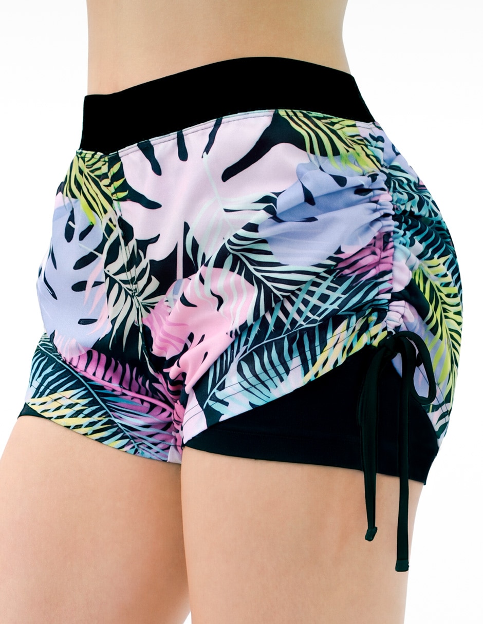 Shorty bikini estampado floral a la cintura alta para mujer 3