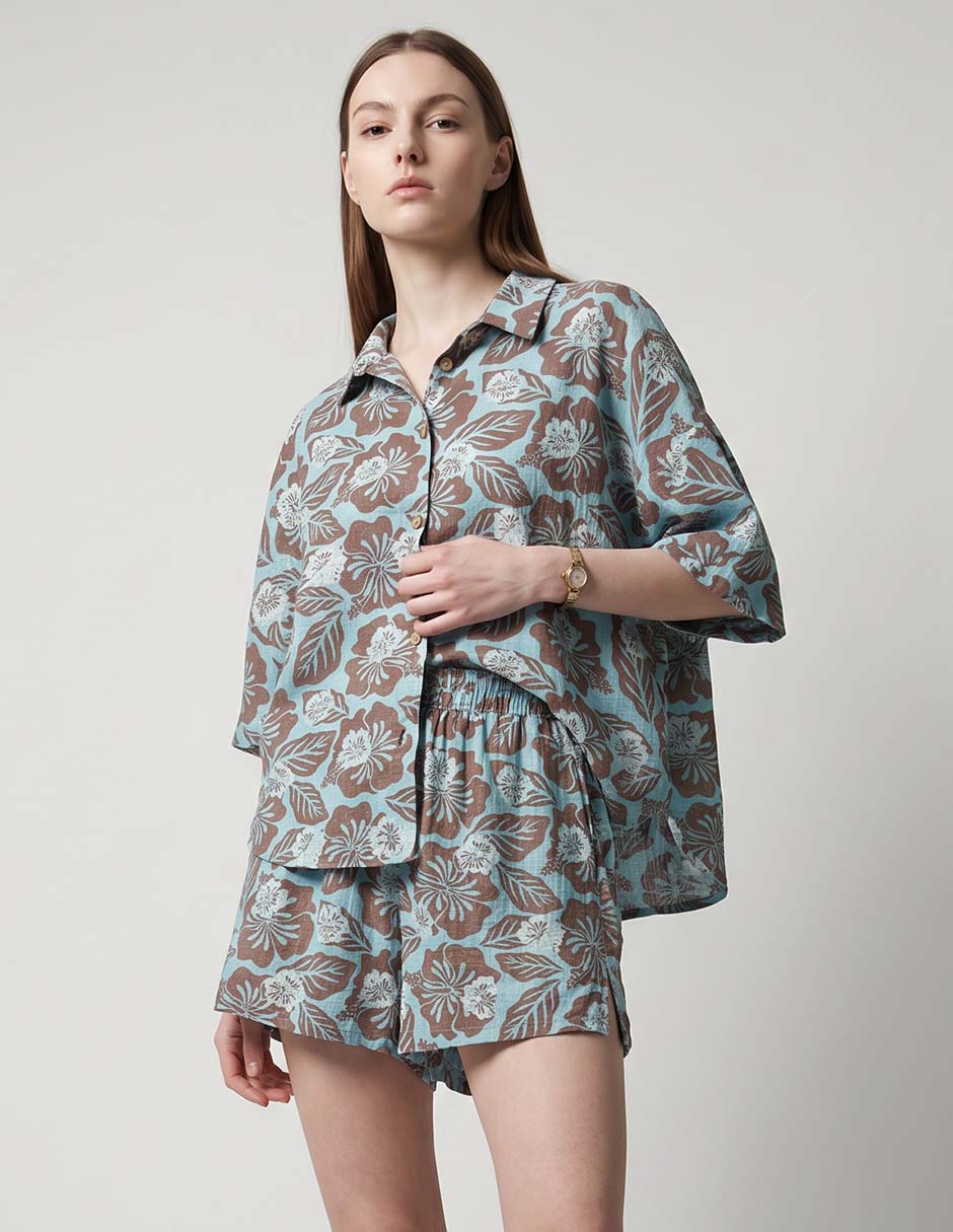 Salida de playa camisa Roxi con botones para mujer