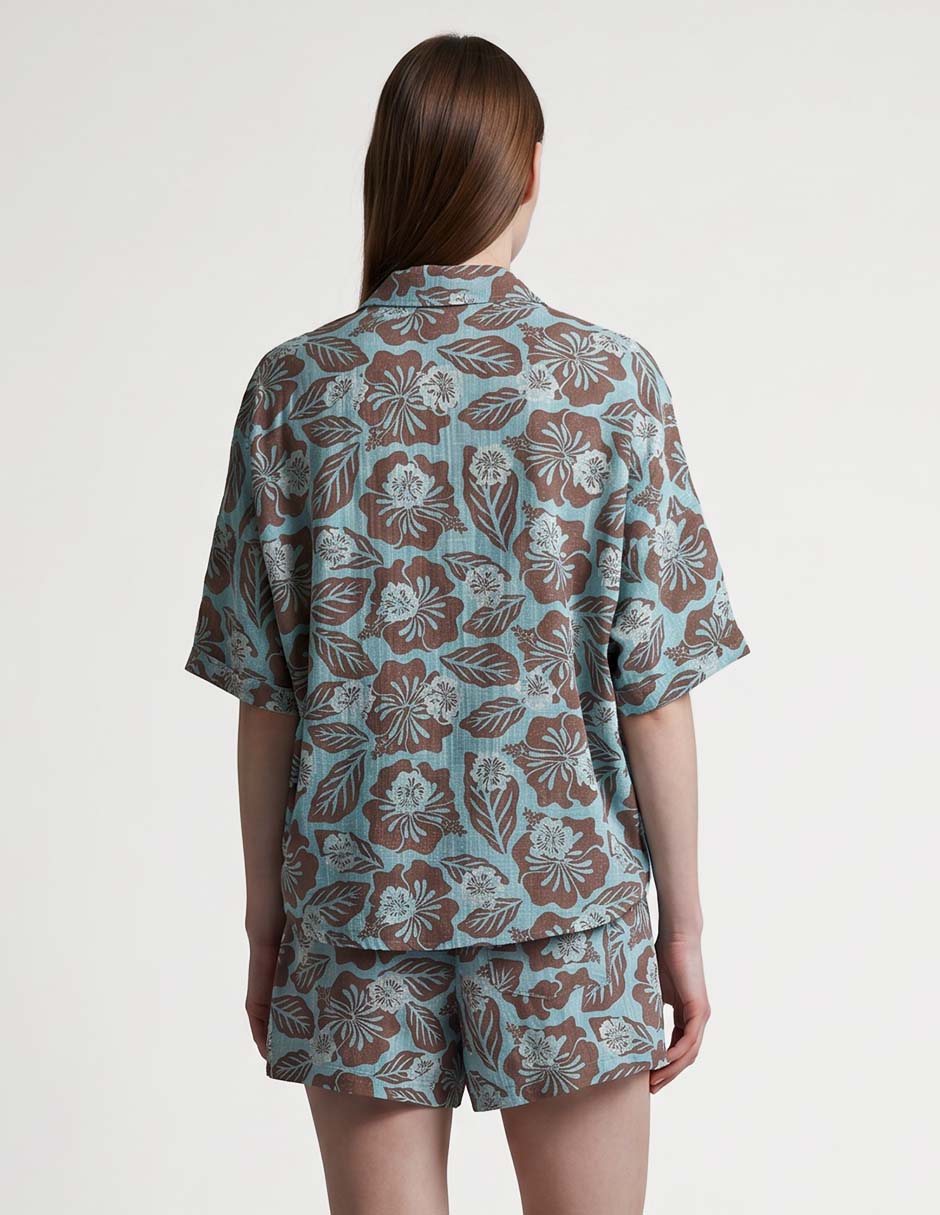 Salida de playa camisa Roxi con botones para mujer