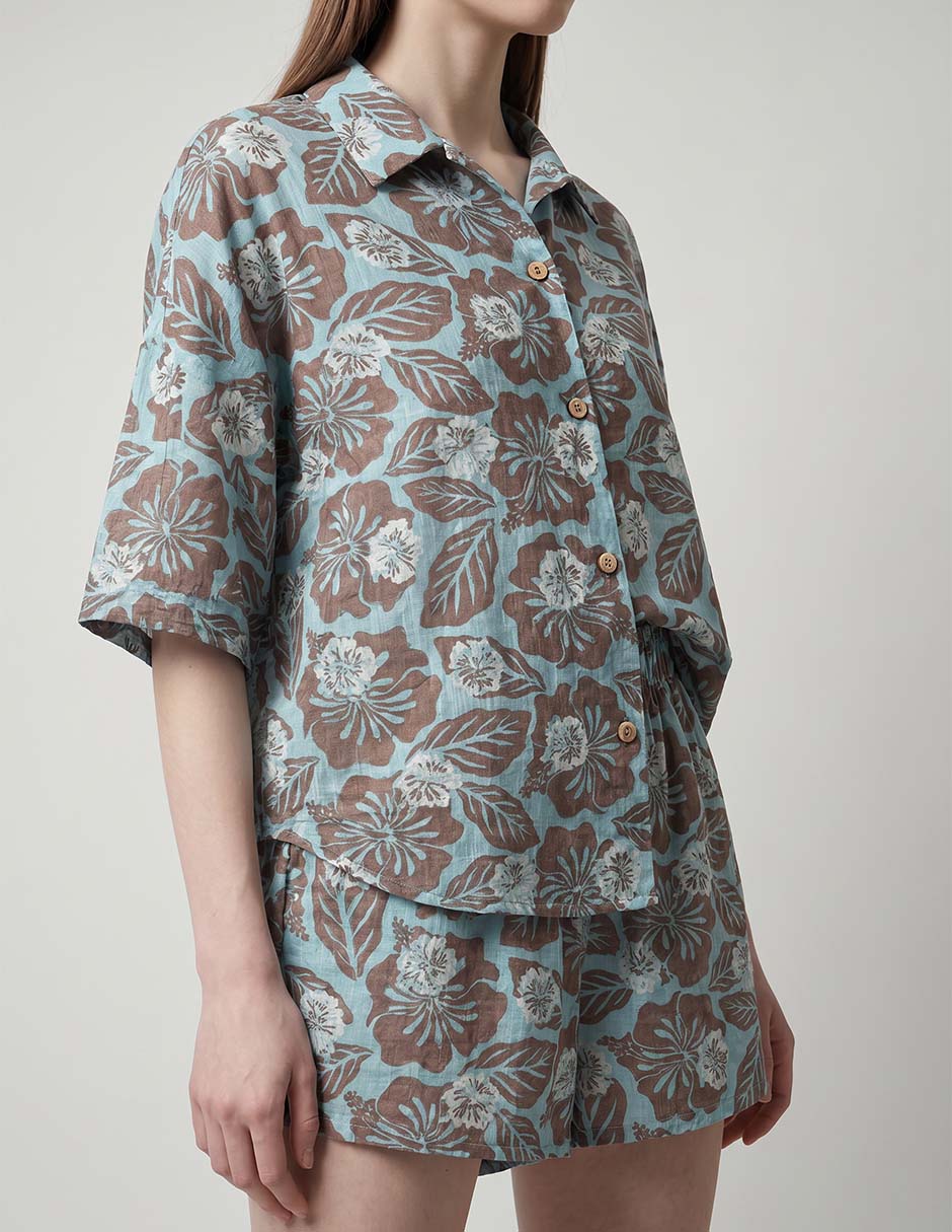 Salida de playa camisa Roxi con botones para mujer