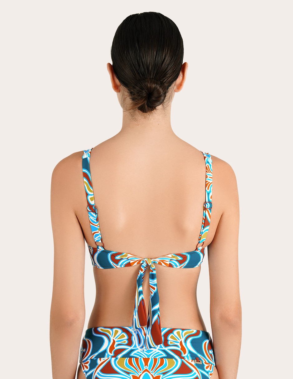 Top bikini Zingara estampado macroprint con copas removibles para mujer 3