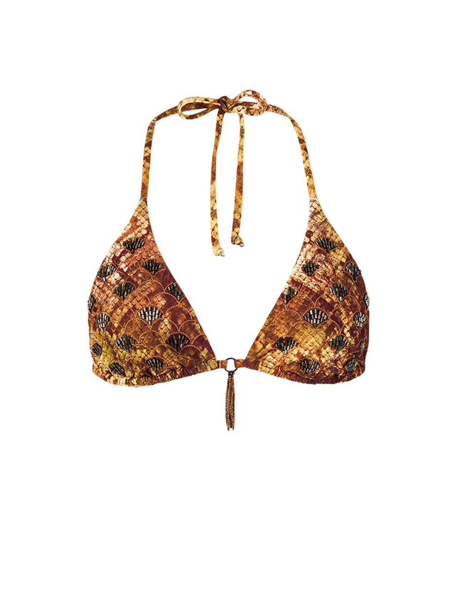 Top bikini estampado macroprint con copas removibles para mujer 2