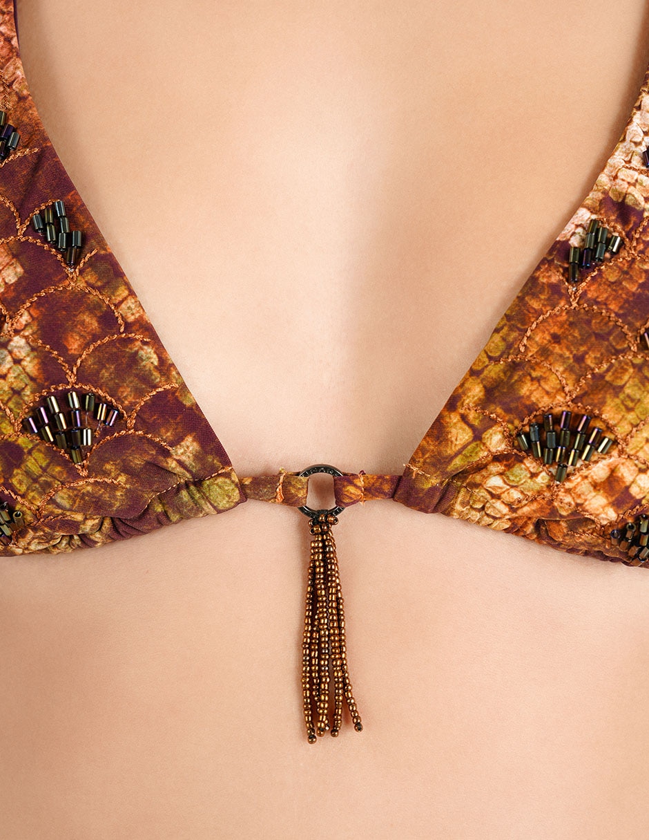 Top bikini estampado macroprint con copas removibles para mujer 5