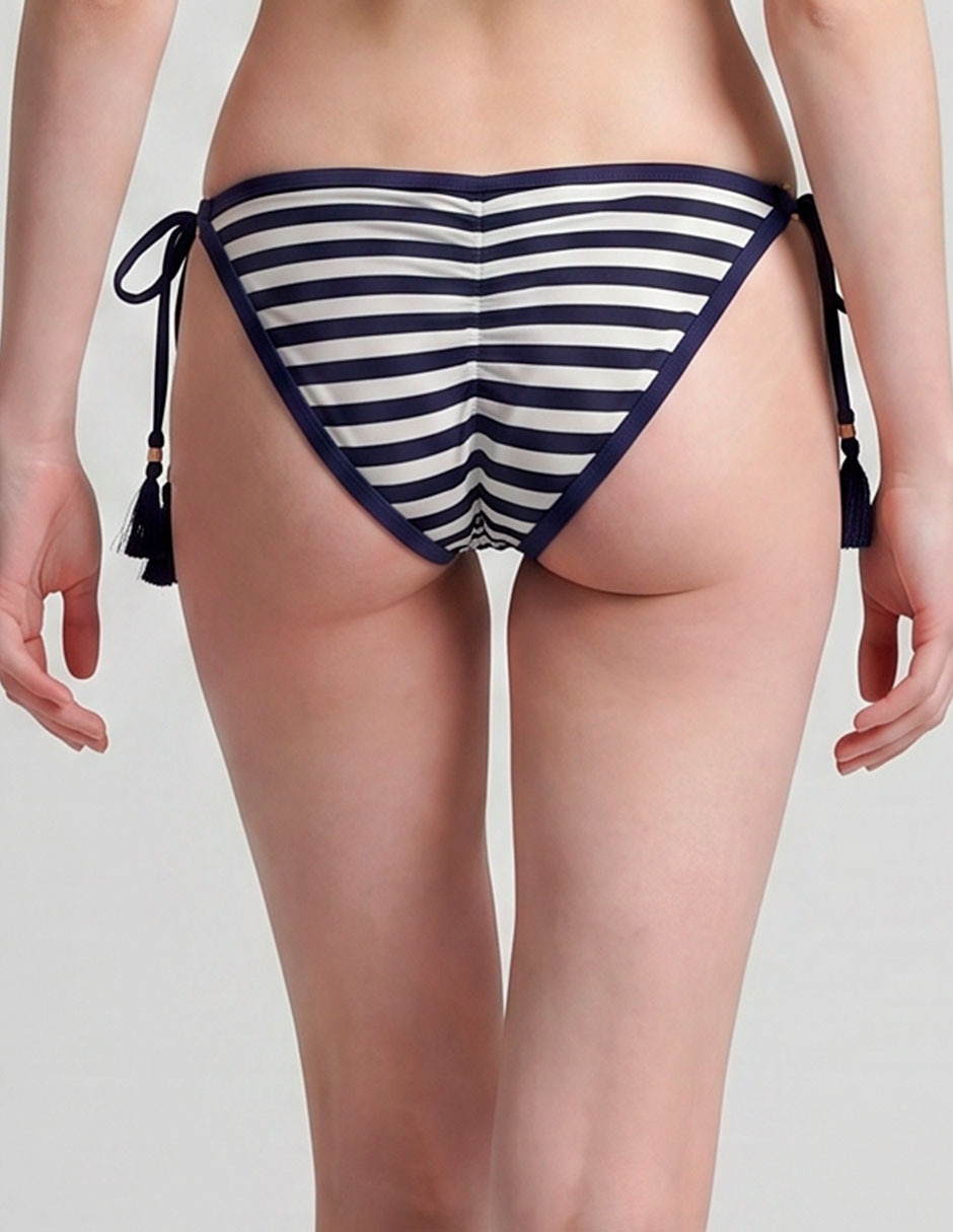 Top bikini estampado a rayas con copas para mujer 2