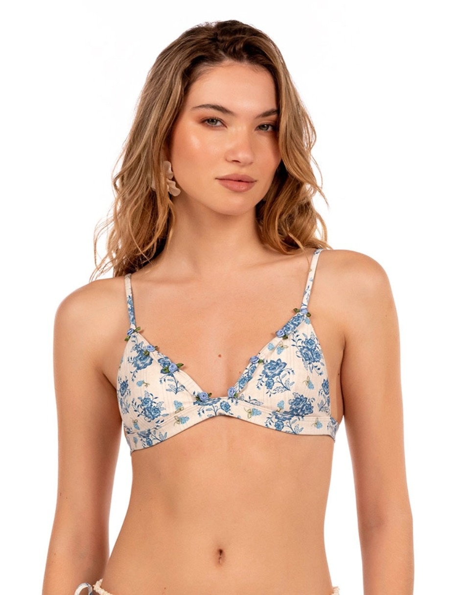 Top bikini estampado floral para mujer