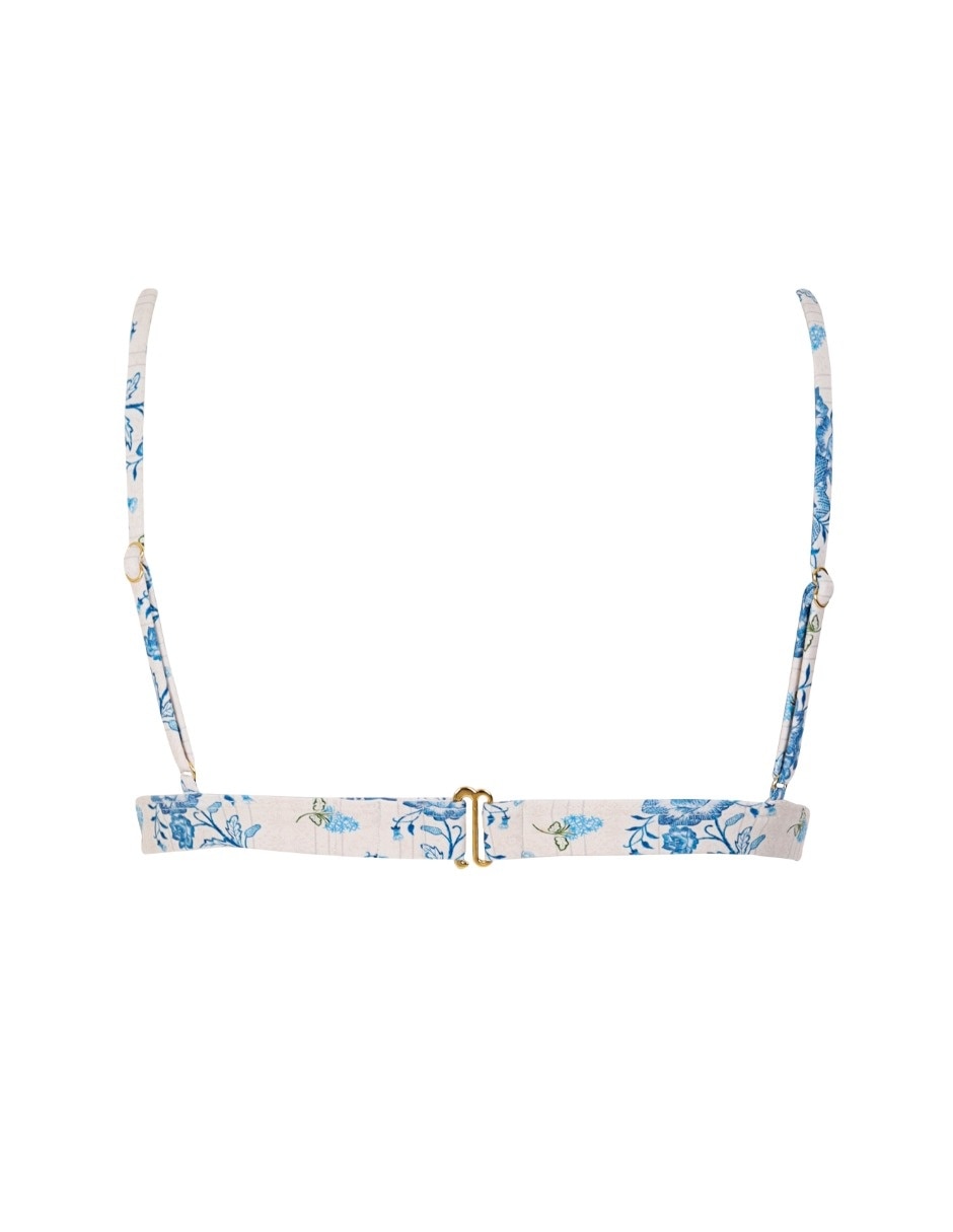 Top bikini estampado floral con copa triangular para mujer 4