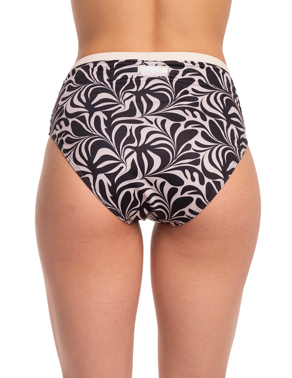 Panty bikini estampado floral a la cintura para mujer