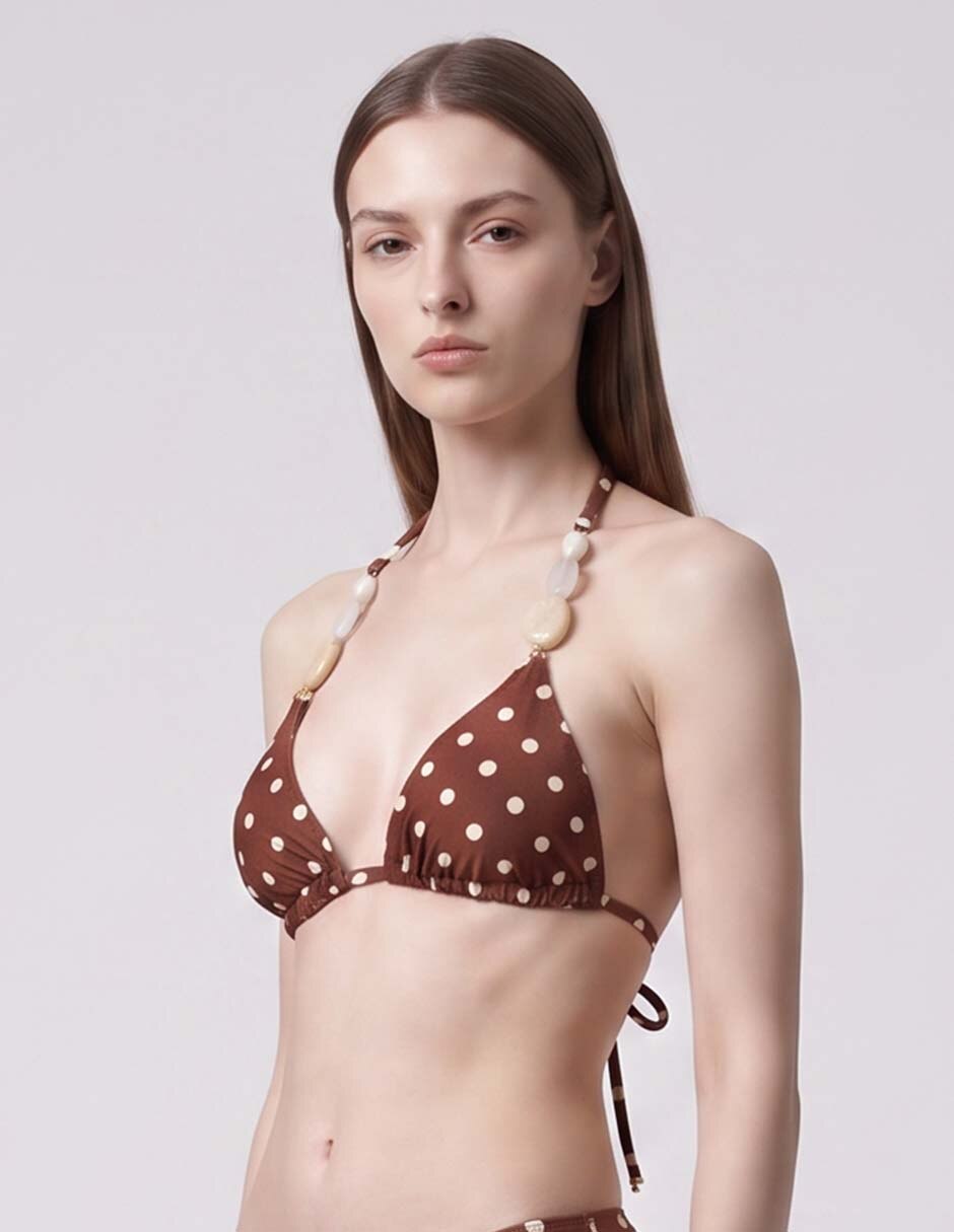 Top bikini estampado lunares con copa para mujer 3