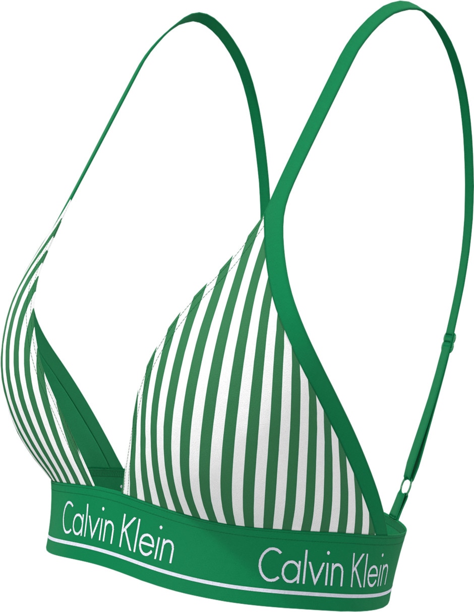 Top bikini estampado a rayas con copa triangular para mujer 2