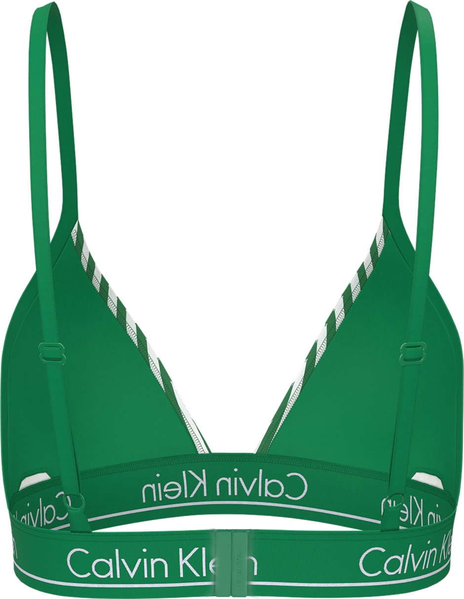 Top bikini estampado a rayas con copa triangular para mujer 3