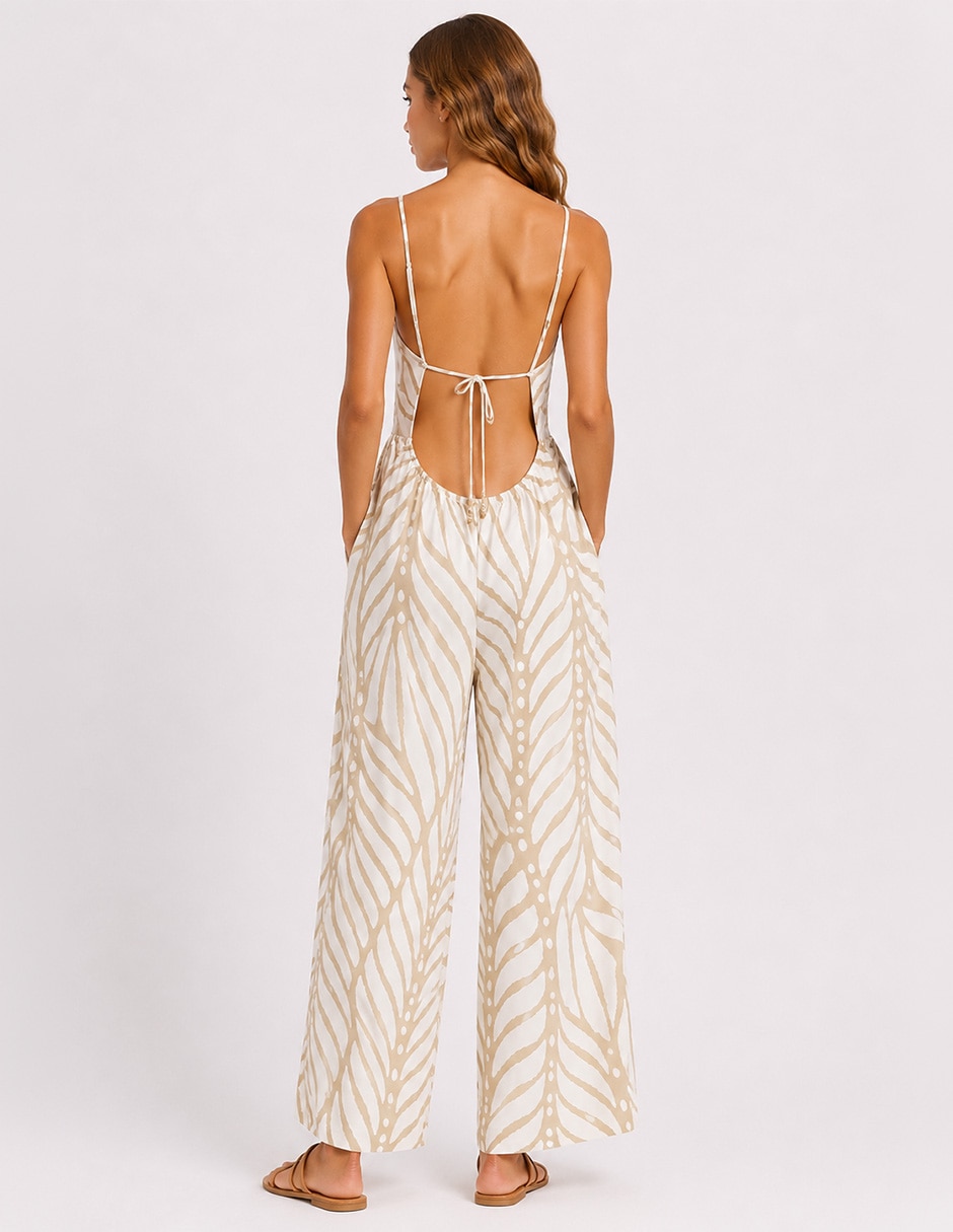 Jumpsuit de viscosa playa estampado diferentes diseños para mujer 3