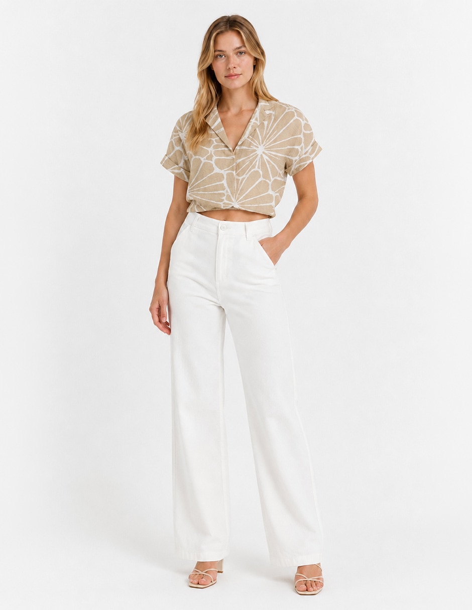 Blusa de playa manga corta para mujer