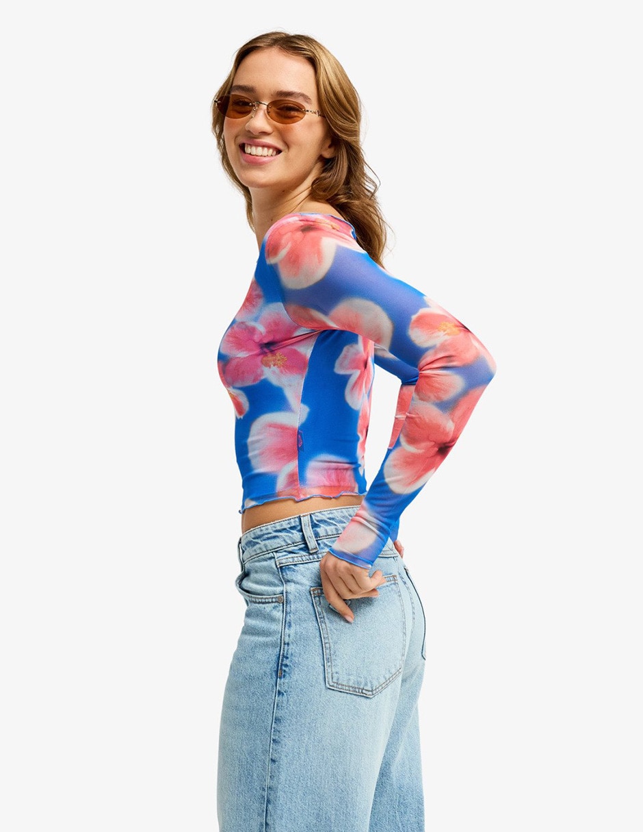 Wetshirt estampado gráfico para mujer 3