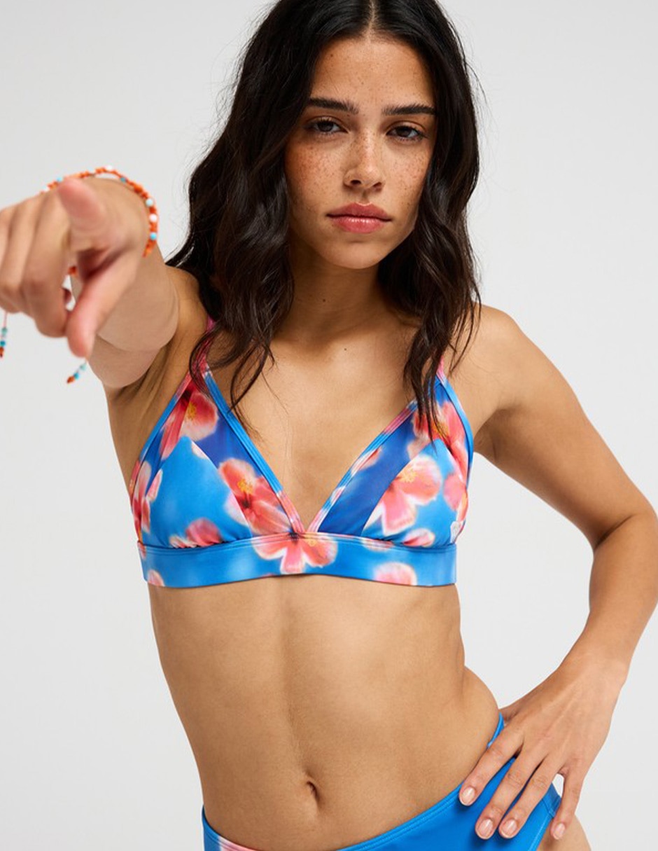 Top bikini estampado gráfico con copas removibles para mujer Top bikini estampado gráfico con copas removibles para mujer