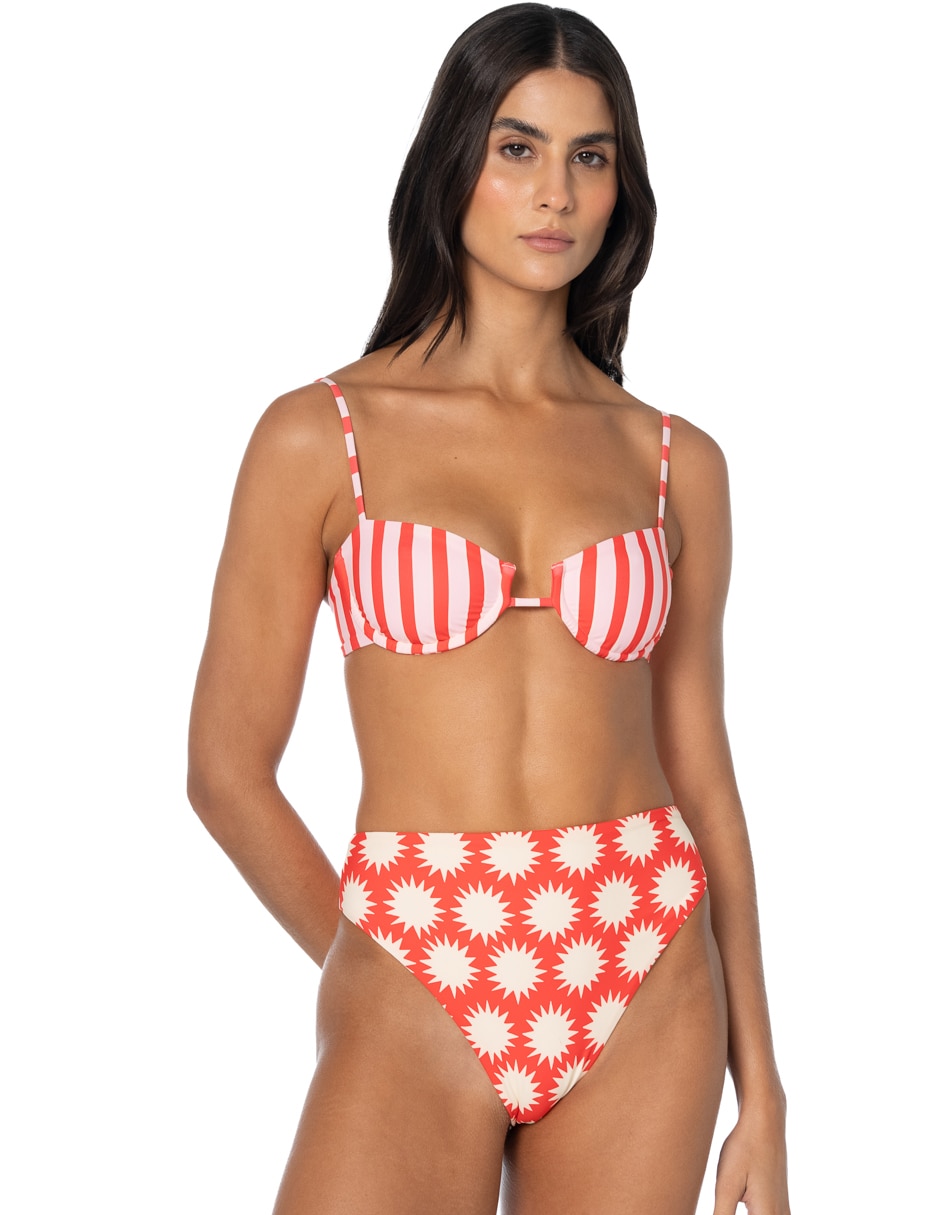 Top bikini estampado a rayas para mujer 5