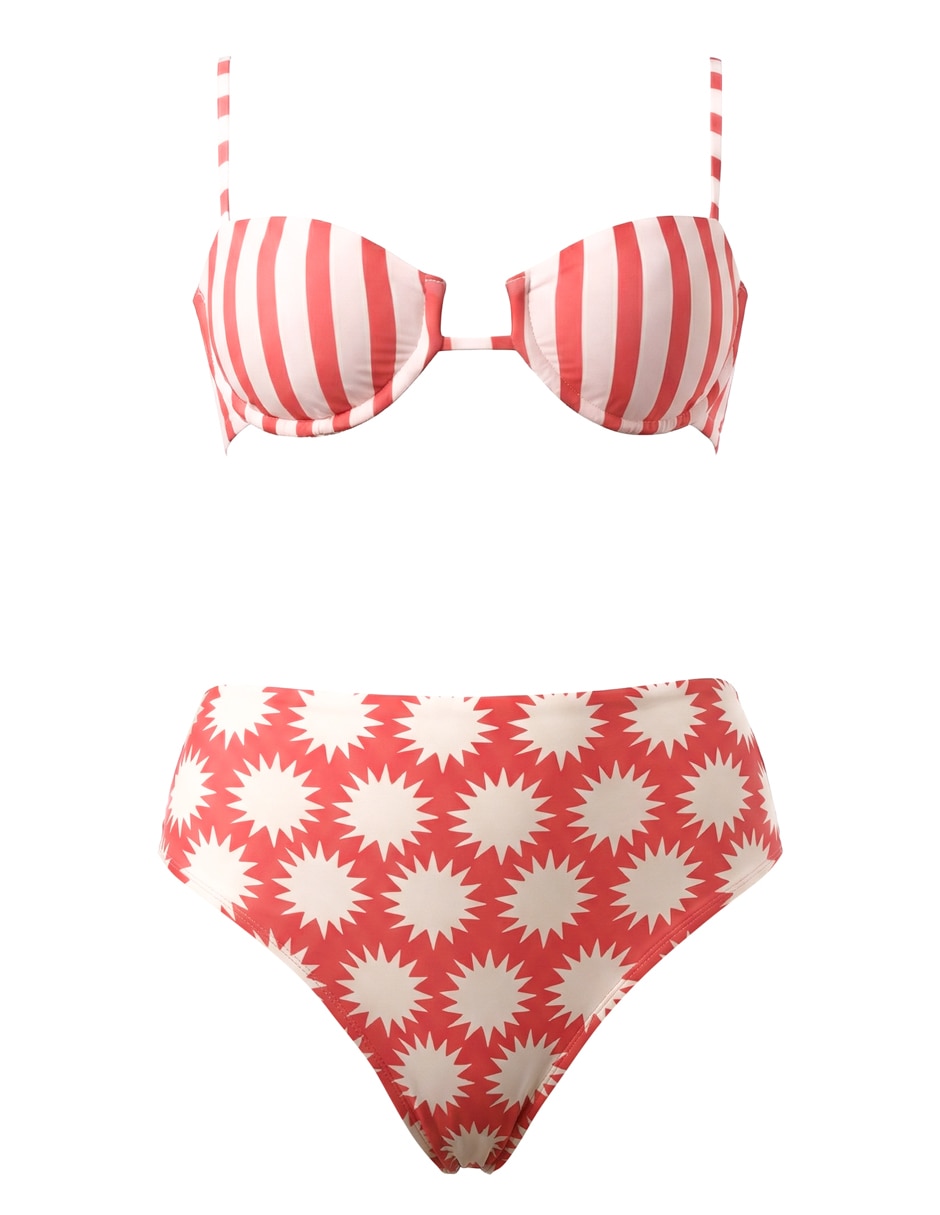Top bikini estampado a rayas para mujer 3