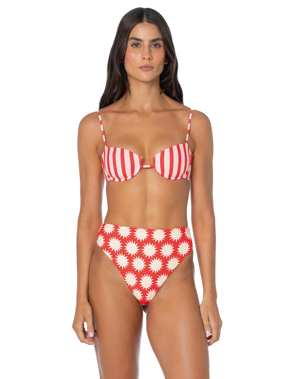 Top bikini estampado a rayas para mujer 6