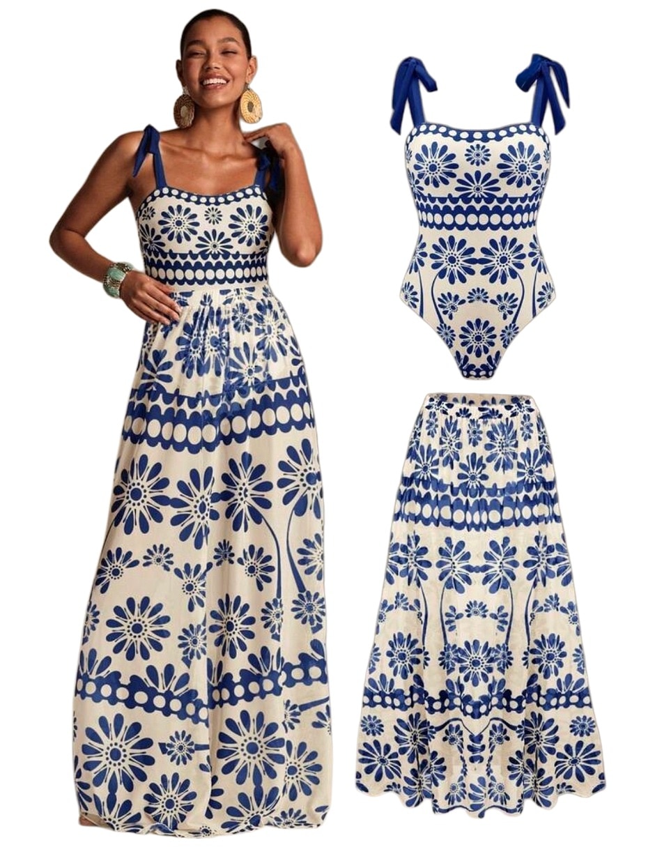 Traje de baño completo estampado floral para mujer