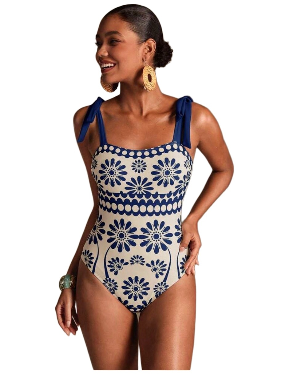 Traje de baño completo estampado floral para mujer 5