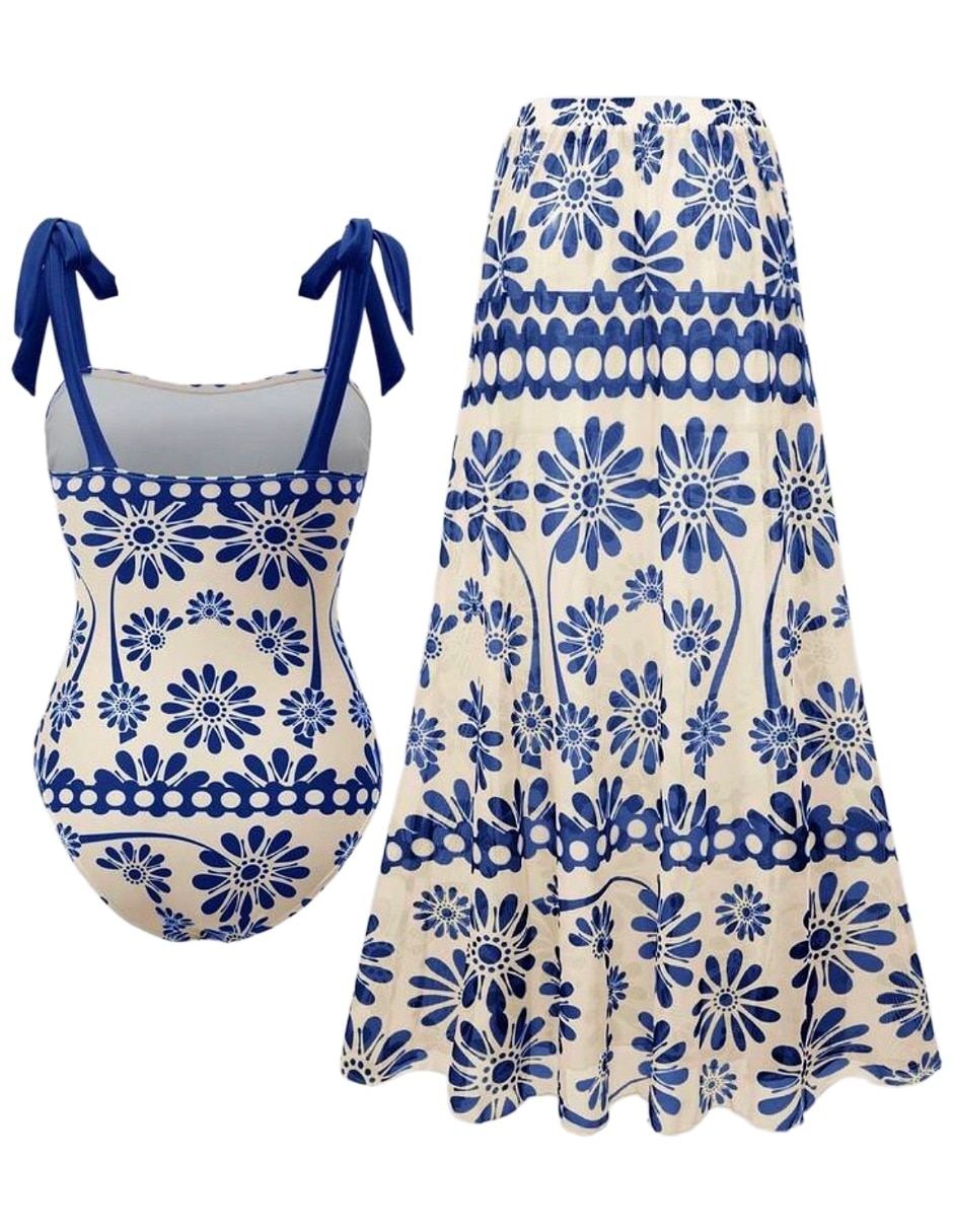 Traje de baño completo estampado floral para mujer 7