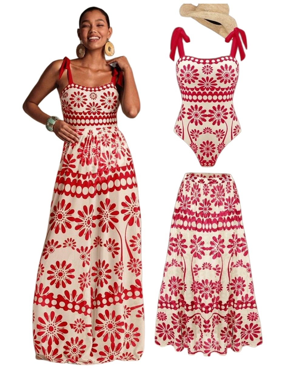Traje de baño completo estampado floral para mujer 1