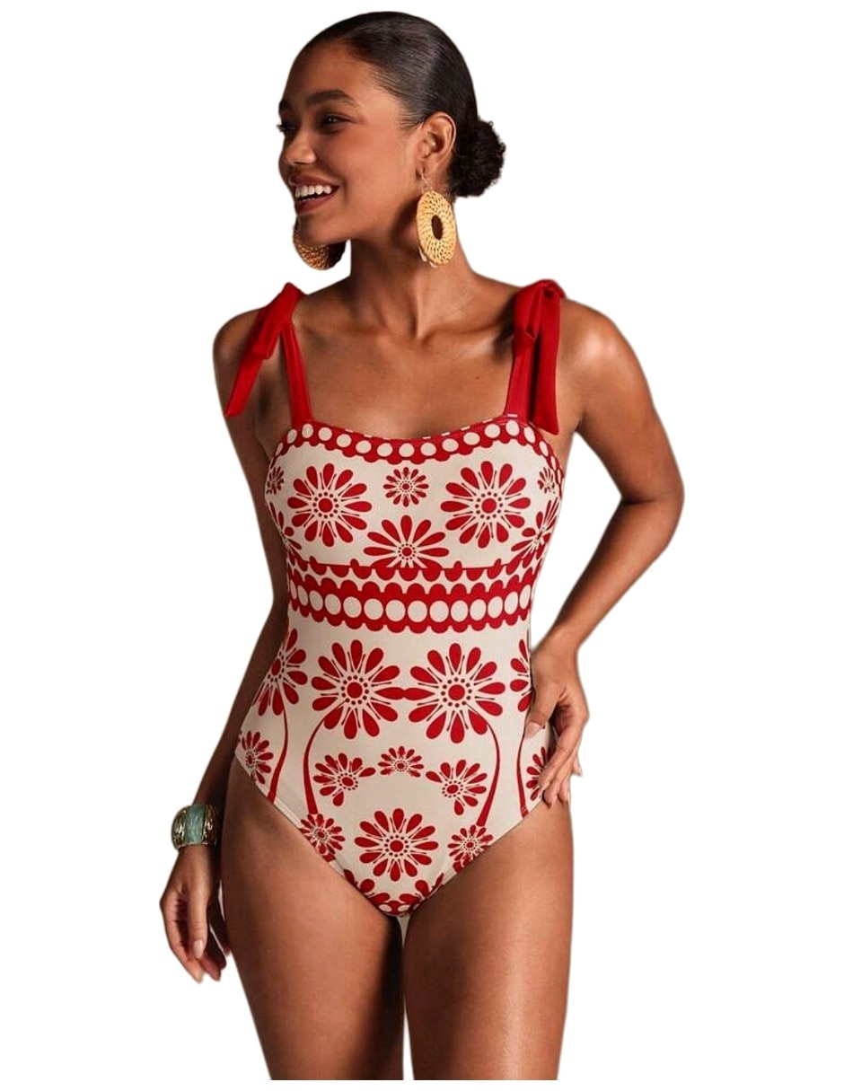 Traje de baño completo estampado floral para mujer 5