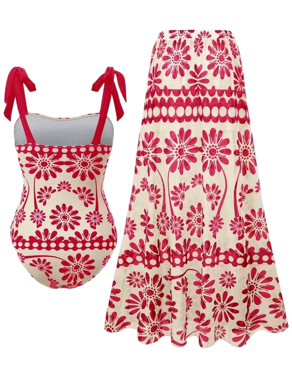 Traje de baño completo estampado floral para mujer 7