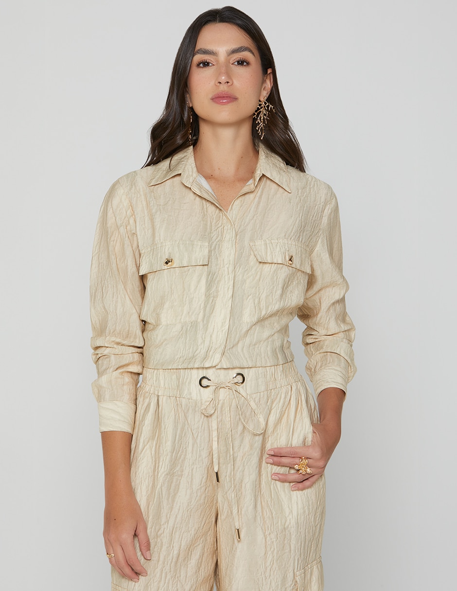 Blusa camisera Sanibel Travel manga Larga para mujer